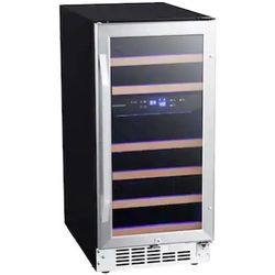 EdgeStar 26-Bottle Capacity Stainless Steel Dual Zone Cooling Built-In/Freestanding Wine Chiller