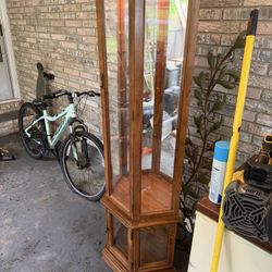 Solid Wood Lighted Curio Cabinet – Glass Display Case