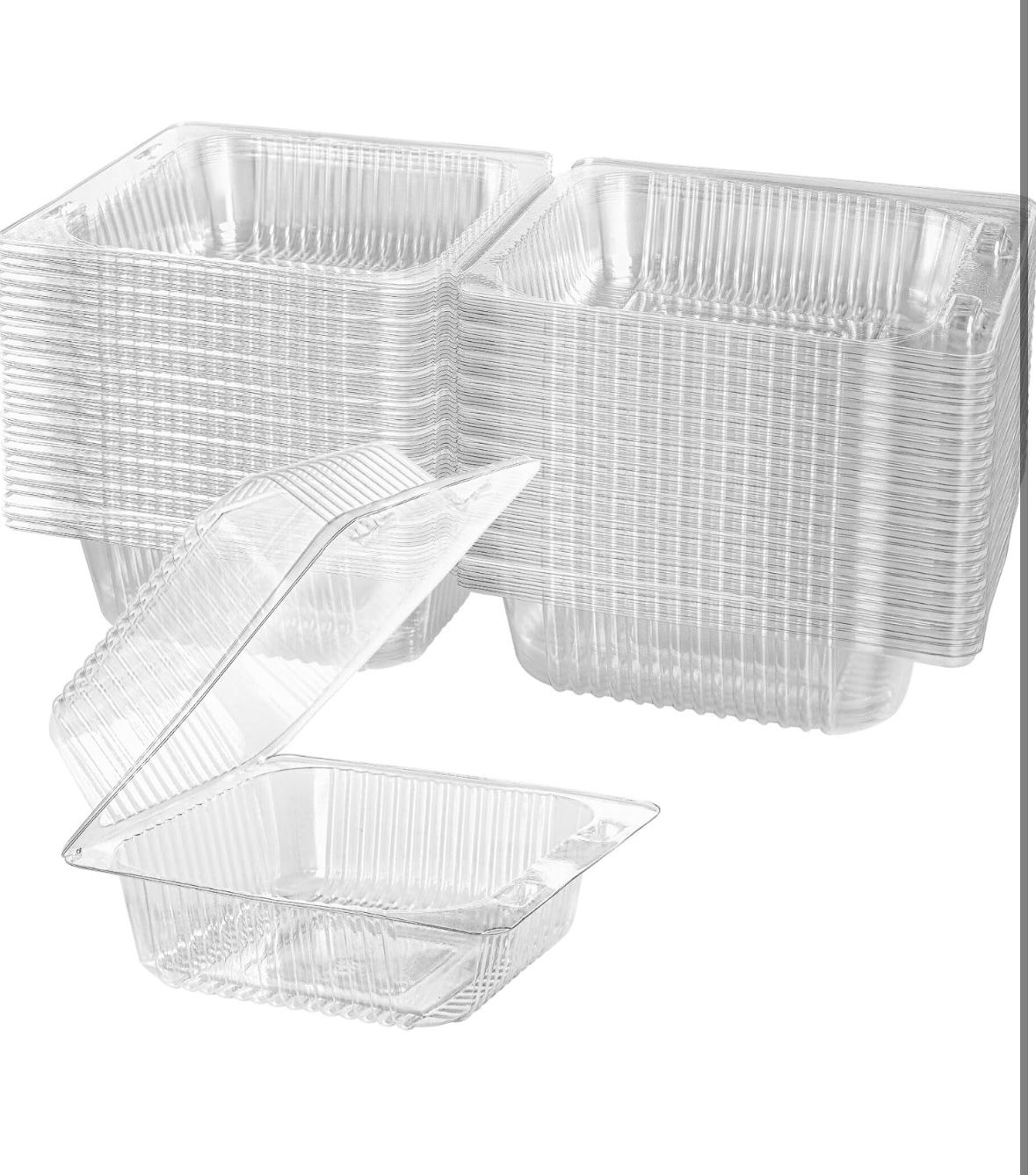 Axe Sickle 100 Count Clear Plastic Hinged Take Out Containers Clamshell Takeout Tray Food Clamshell Containers Outside Diameter for Dessert, Snacksetc