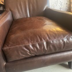 Brown Leather Sofa Chairs (Set Of 2)