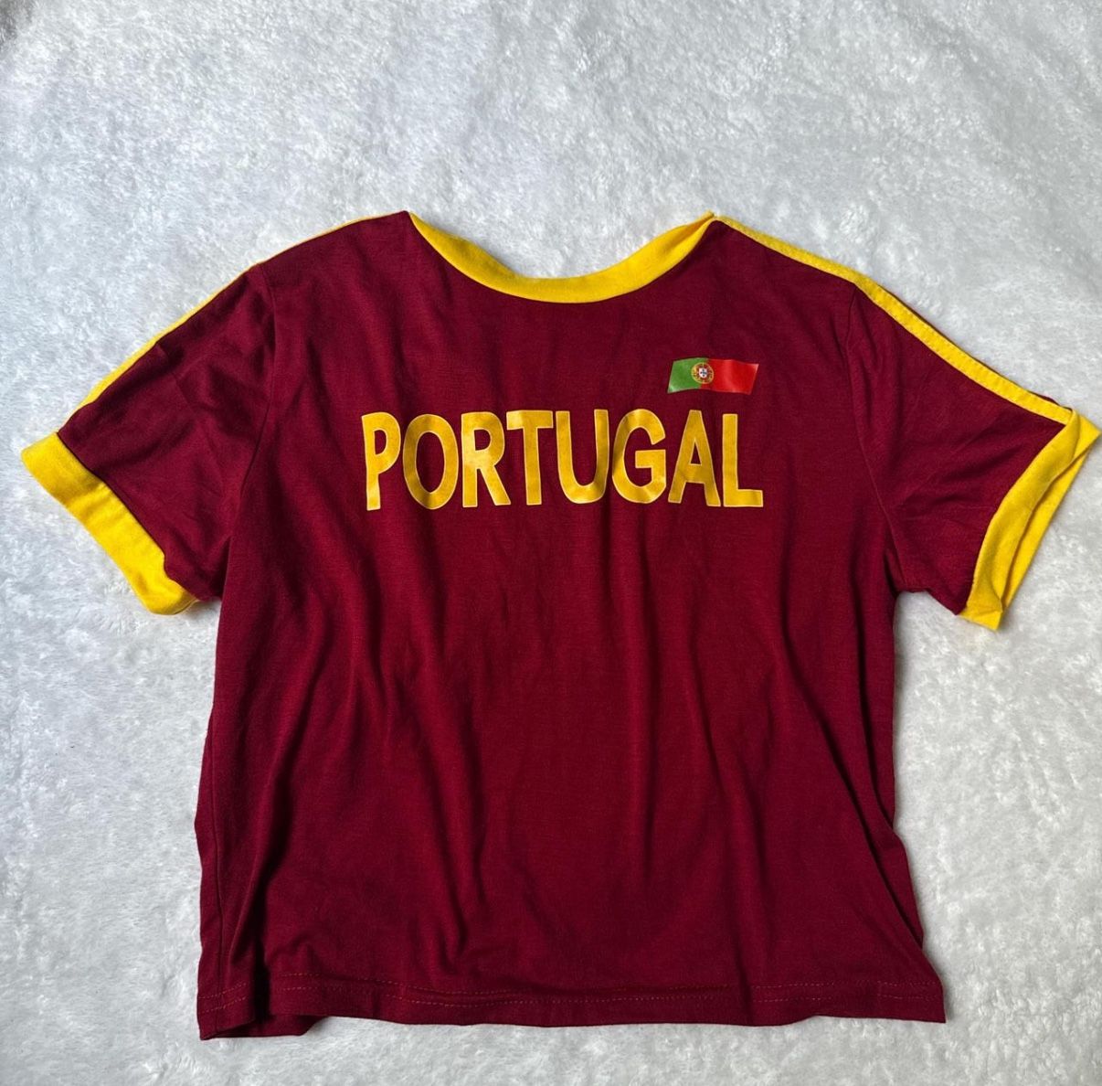 Burgundy and Yellow Jersey T-shirt.