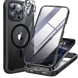 Magnetic for iP hone 16 Pro Case Full-Body Phone with Built-in Glass Screen Protecto r