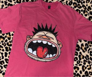 Pink Graphic Cartoon Face T-Shirt