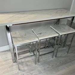 White 4pcs COUNTER HEIGHT SET TABLE & Stools/ Juego De Mesa Y Sillas 🔥🔥 NEW IN BOX!!!