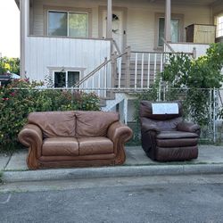 Leather Couch & Recliner 
