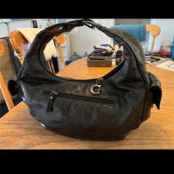 Guess Shimmer Black Hobo Sack Bag Medium Purse