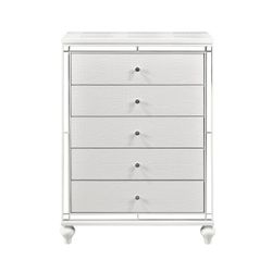 Brand New Metallic White 5-Drawer Chest (39.5 x 18.5 x 54H)