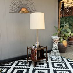 Vintage Frederick Cooper Bamboo Magazine Rack Lamp. 