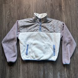 Women’s Floral Polar Fleece Zip-Up Pullover – Size Small