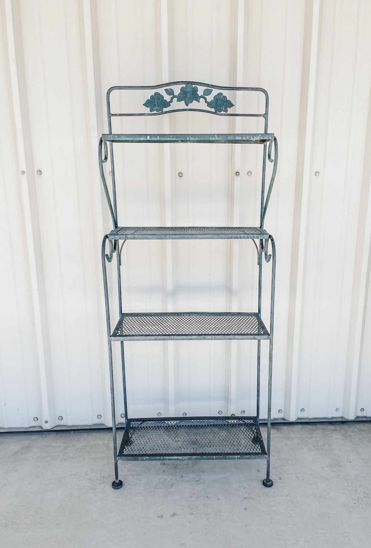 Vintage Metal Green Bakers Rack