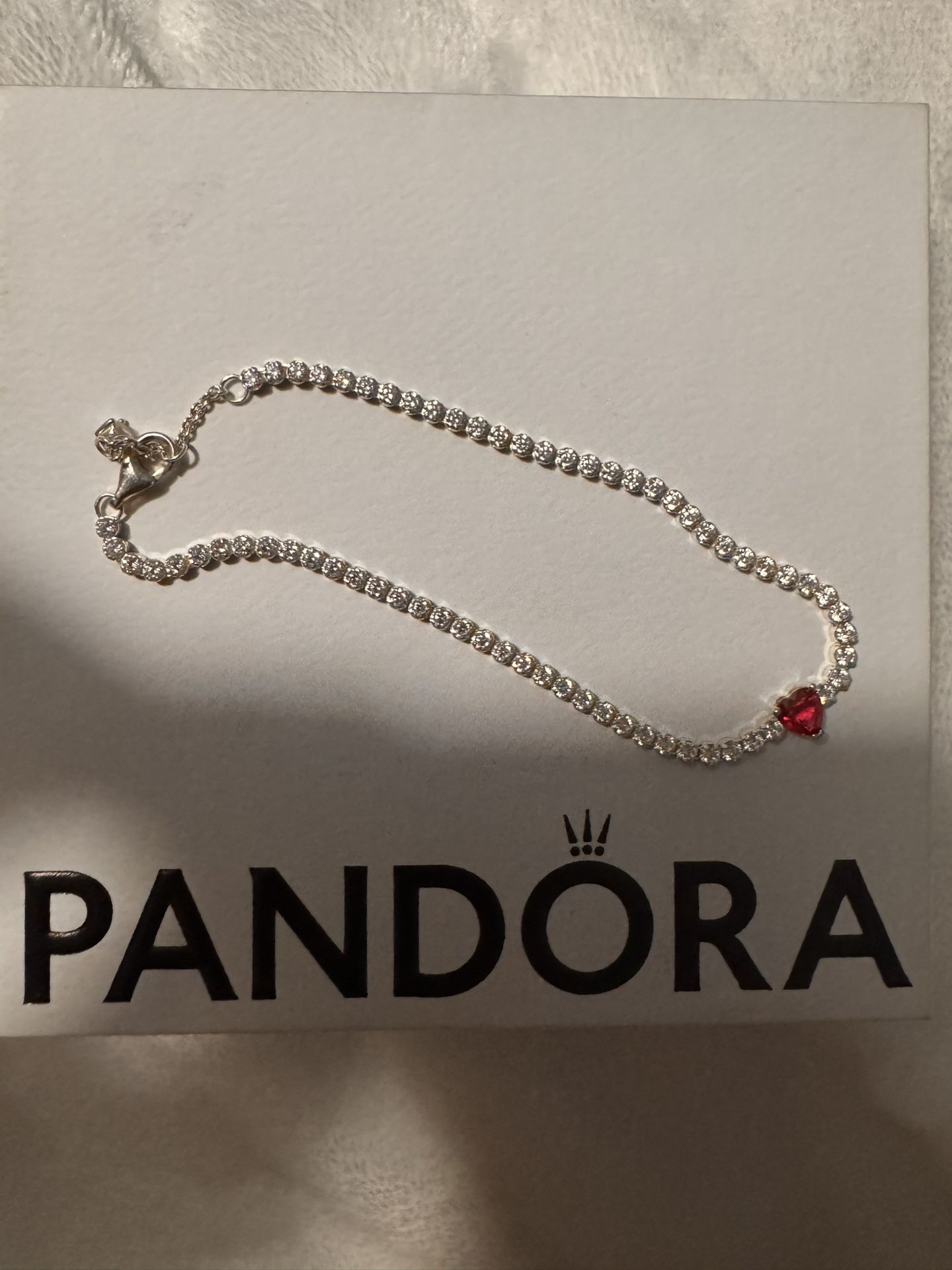 Red Sparkling Heart Tennis Bracelet