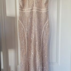 Biege Gold Prom Dress SMALL