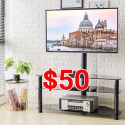 Black Corner Floor TV Stand with Swivel Mount Bracket for 32 to 65 Inch Tv