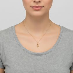 14K Yellow & Rose Gold Letter "L" & Flower Pendant