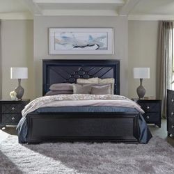 Penelope 4 Piece Queen Bedroom Set Midnight Star And Black

