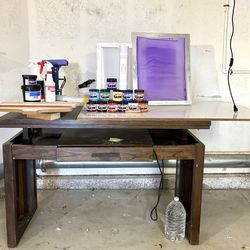 Tshirt Screen Printing Starter Kit + Adjustable Desk – Complete Setup / Kit de Serigrafía con Escritorio Ajustable