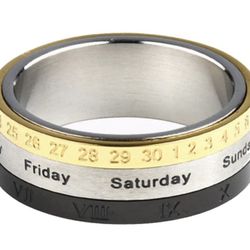 Unique Three Color Arabic Roman Numerals Calendar Spinner Ring