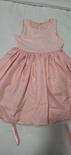 Girls Pink Satin Party Dress