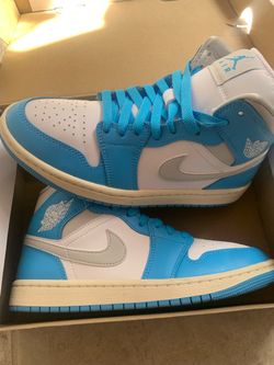 Air Jordan 1 Mid Blue White Sneakers