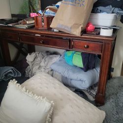 Solid Wood Desk ( Not The Clutter On Top Of It)