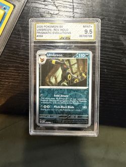 2025 Pokemon Prismatic Evolutions Umbreon #059 Rev Holo AGS 9.5