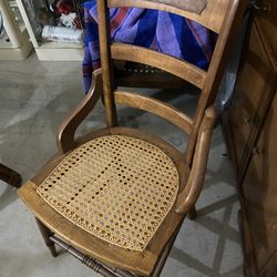 Antique Wooden Cane Chair( See Description)