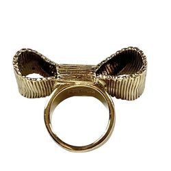 Kate Spade Large Statement Bow Ring Size 9 Gold Tone Vintage Fantasy Jewelry