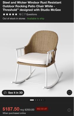 Steel and Wicker Windsor Rust Resistant Outdoor Rocking Patio Chair White - Threshold