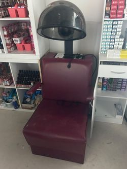 Burgundy Salon Hooded Dryer Chair