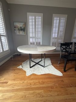 Round Dining Table with Metal Base