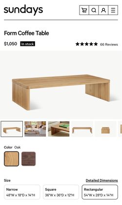 Sundays Form Rectangular Coffee Table – Oak