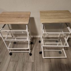 Table With Wheels And Mesh Drawers 