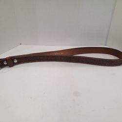 Brenneman's Leather Goods Brown Belt w/Silver Buckle Embossed Deer Hunt Size 44