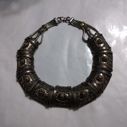 Heavy Old Silver Necklace Choker Very High Grade Silver Used