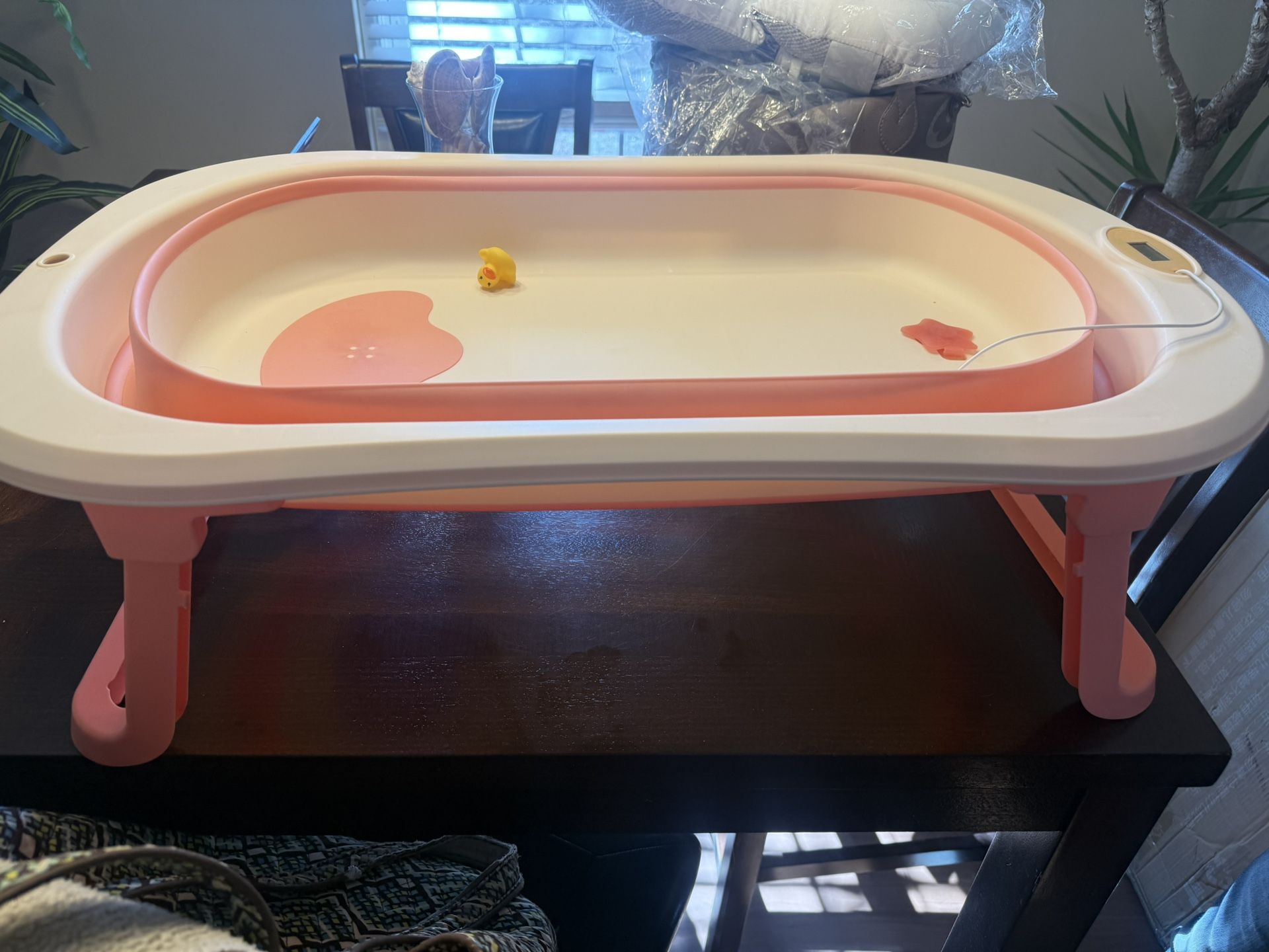MONEHANE Baby Bath Tub, Portable Collapsible Bathtubs with Cushion
