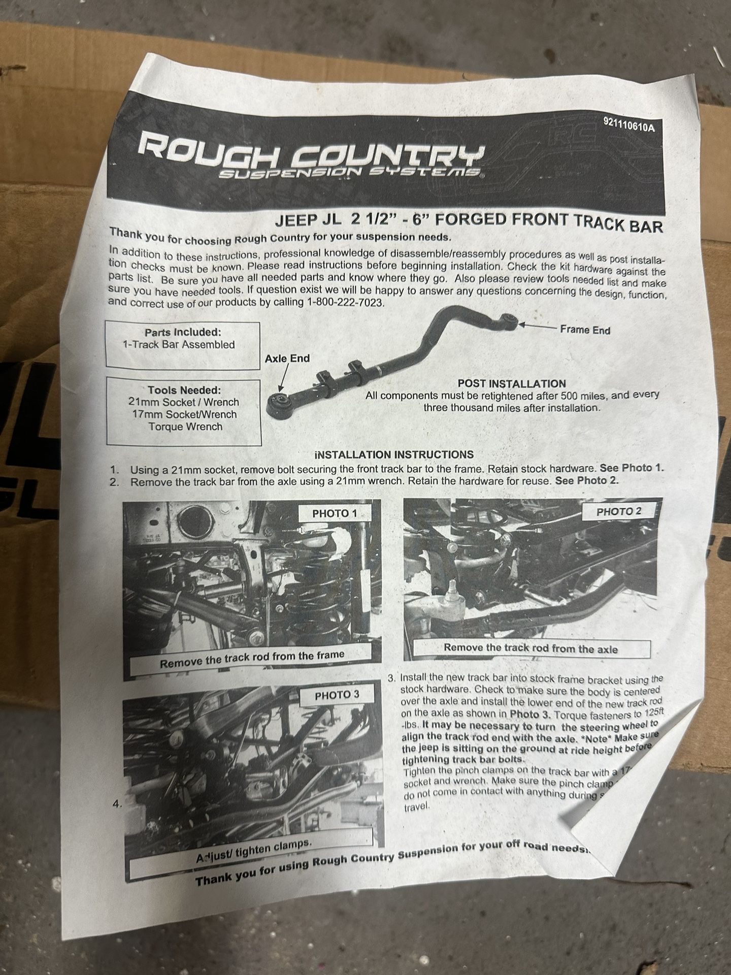 Jeep Wrangler JL Rough Country Adjustable Track Bar