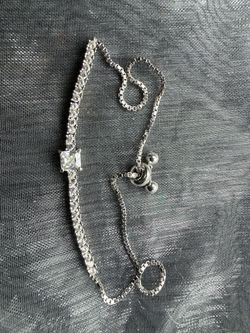 Silver & Cubic Zirconia Adjustable Bracelet