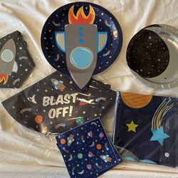 Space Party Decoration/Banner Hats Tablecloths Plates