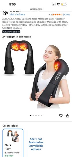AERLANG Shiatsu Back and Neck Massager, Back Massager Deep Tissue Kneading Neck and Shoulder Massage with Heat,