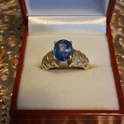 Tanzanite 14k Gold Ring With Diamonds 