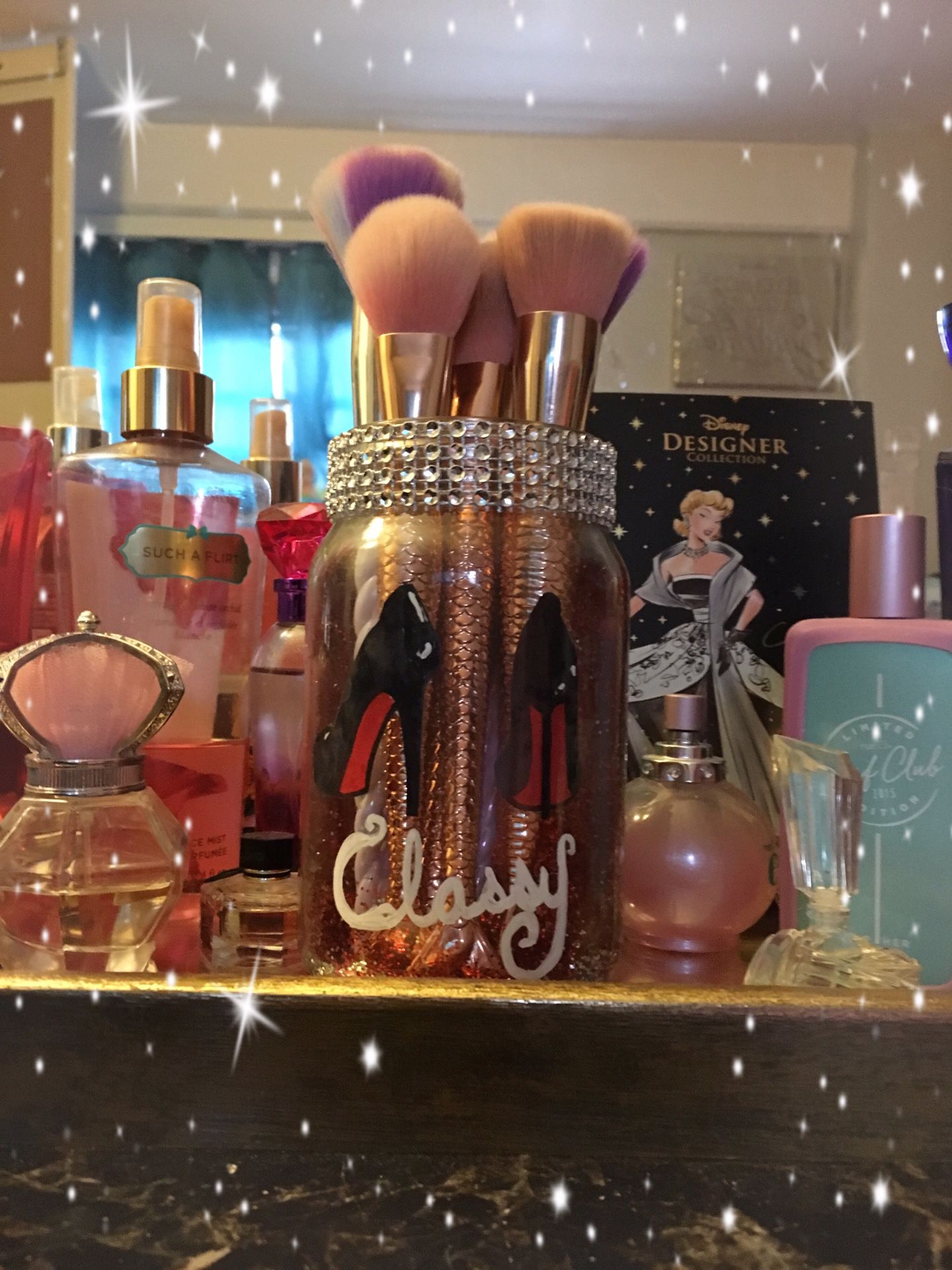 Customized makeup brush jar “Classy”