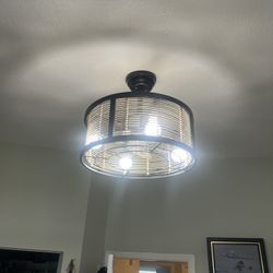 Modern flush mount ceiling fan with light.