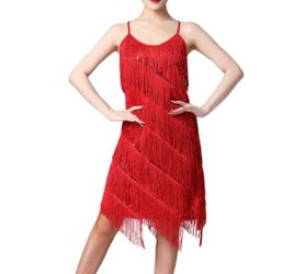 F53) IWEMEK Women's Salsa Latin Dance Dress Ballroom Costume Sequin Tassel Fringe Flapper 1920s Gatsby Party Spaghetti Straps Roaring 20s Cocktail Rhy