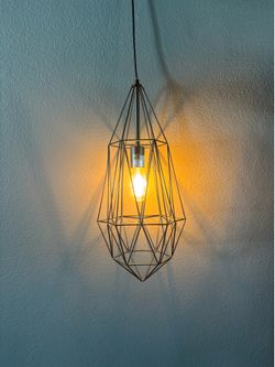 Black Metal Plug in Light Hanging Light Fixture with Cord