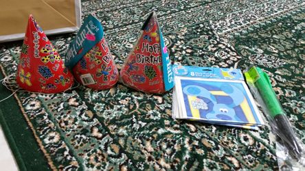 Party hats party goody bags and gift pen