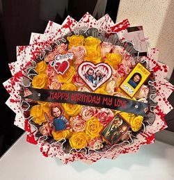 Chucky Themed Rose Flower Bouquet