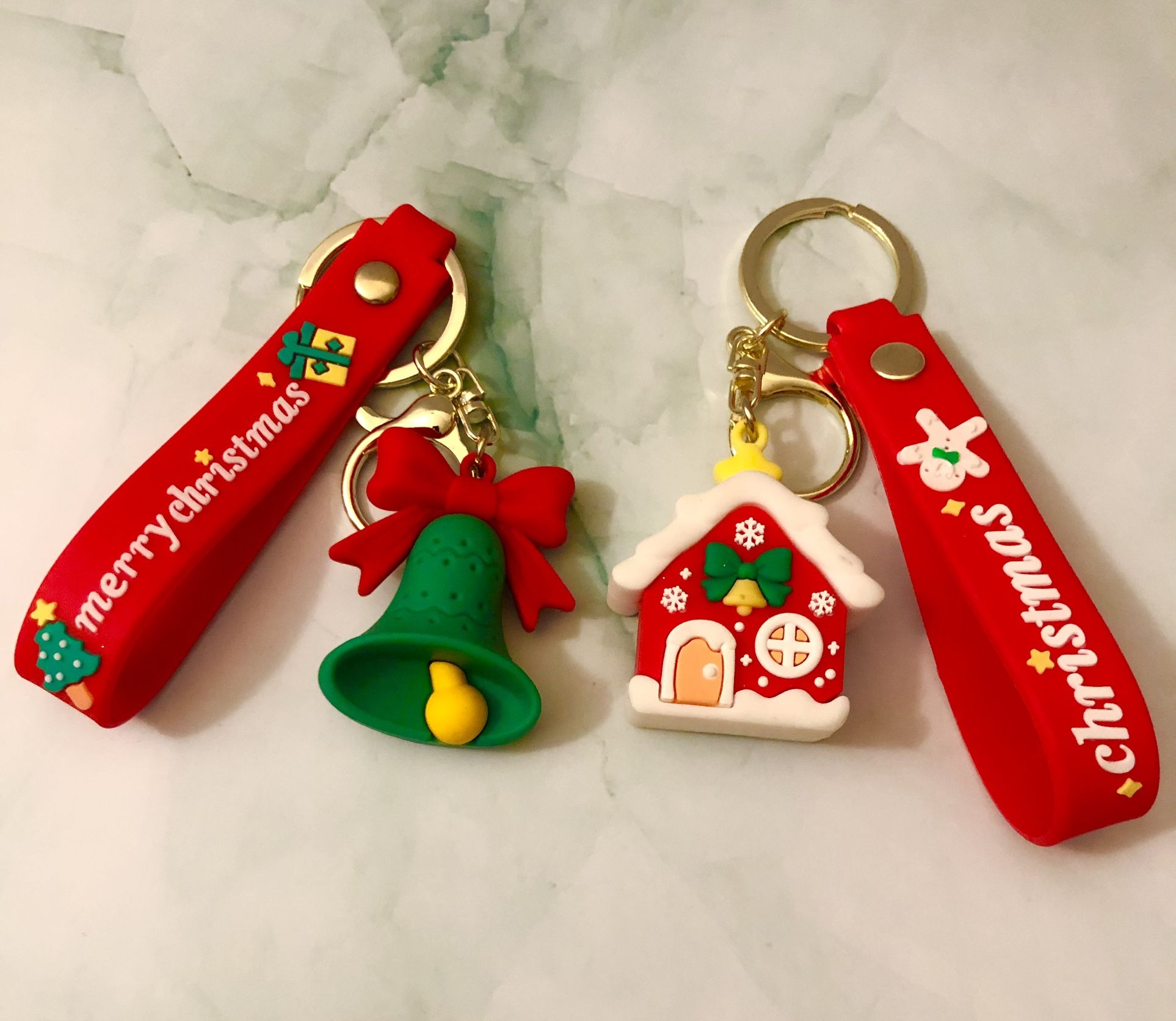 Christmas 3D House & Bell Keychains