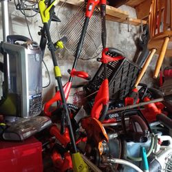 Entire 2 Car Garage Filled With Tools And Power Washers, Snow bLowers Tool Boxes. Power Tools,Yard Tools And Morer