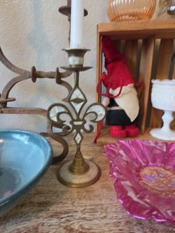 Give me your best offer Vintage Brass Fleur-de-Lis Candlestick Holder set