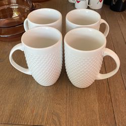 White 4 All Over Bead Latte Mug